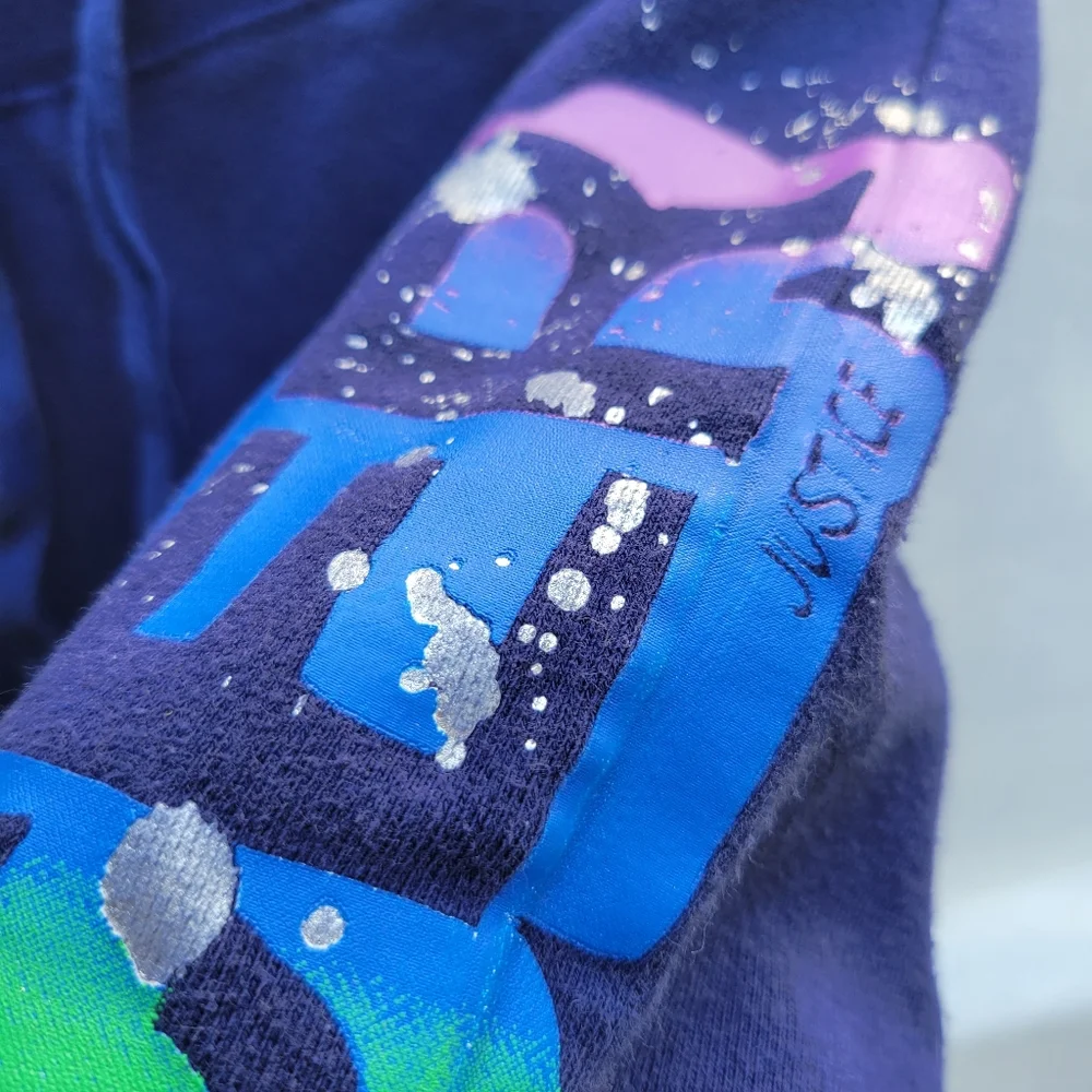 Justice soccer cropped capri sweat pants paint splatter rainbow 6
